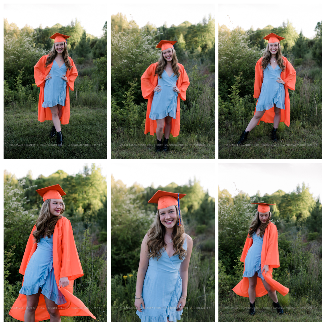 Marvin Ridge cap and gown graduation photos by professional photographer Natural Bloom Photo
