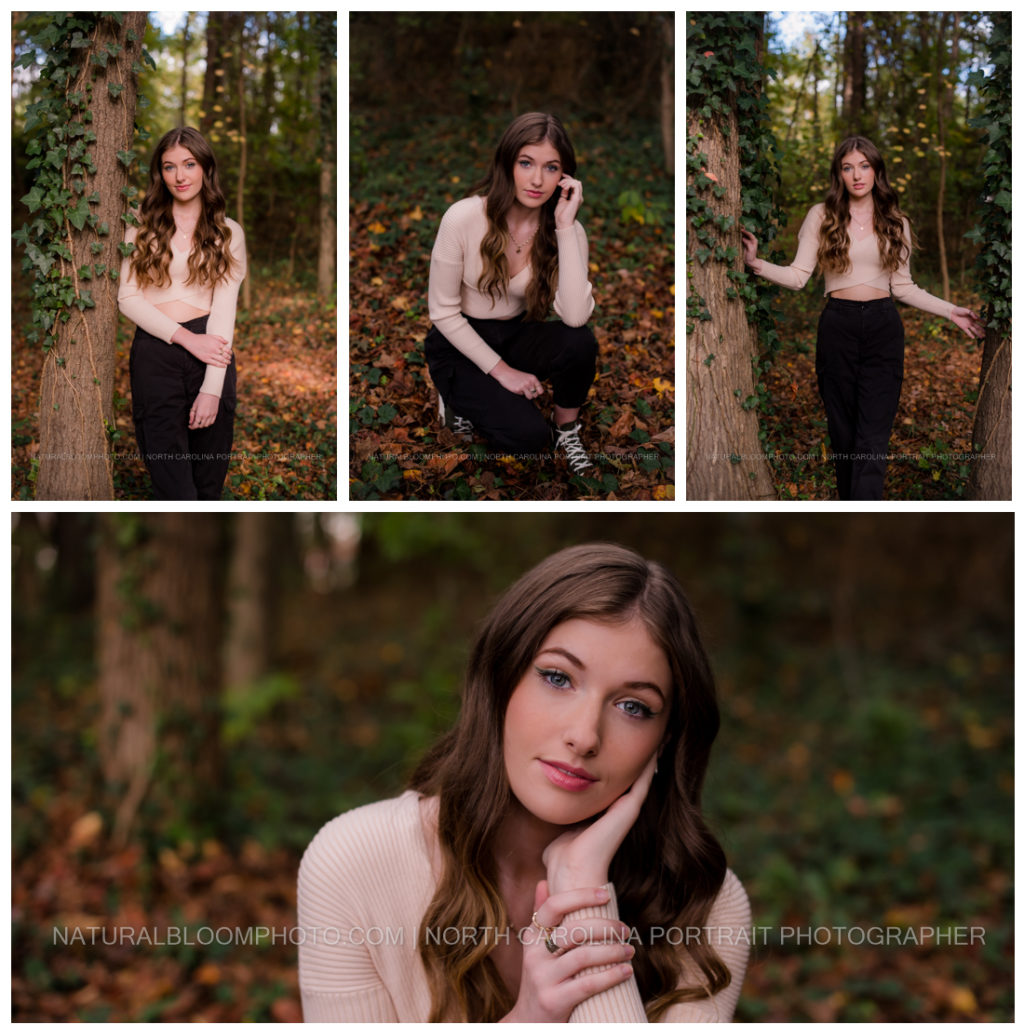 fall senior pictures in charlotte north carolina with ivy