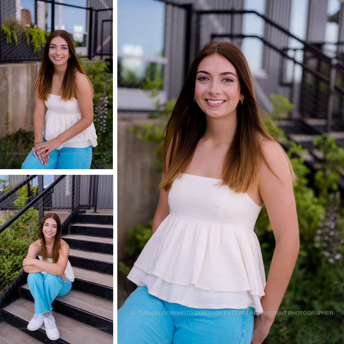girl senior pictures in the camp northend area of Charlotte, North Carolina