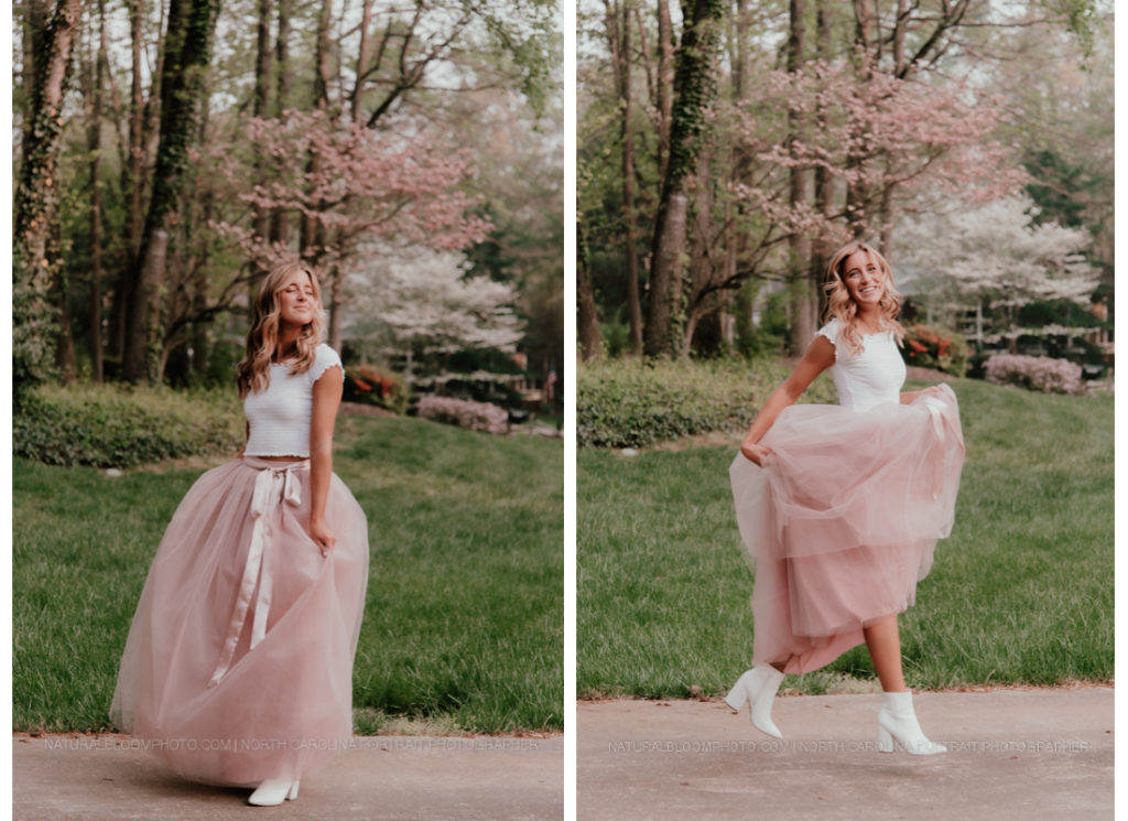 light pink tulle skirt with satin ribbon